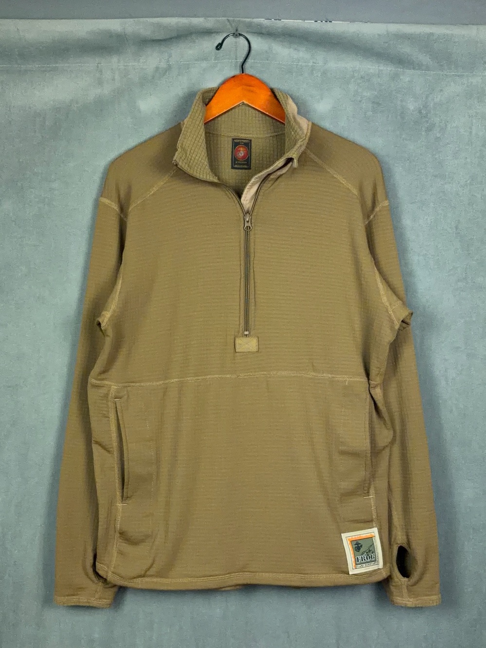Peckham USMC FROG Polartec Grid Fleece Pullover Shirt Medium Coyote Tan FR Gear